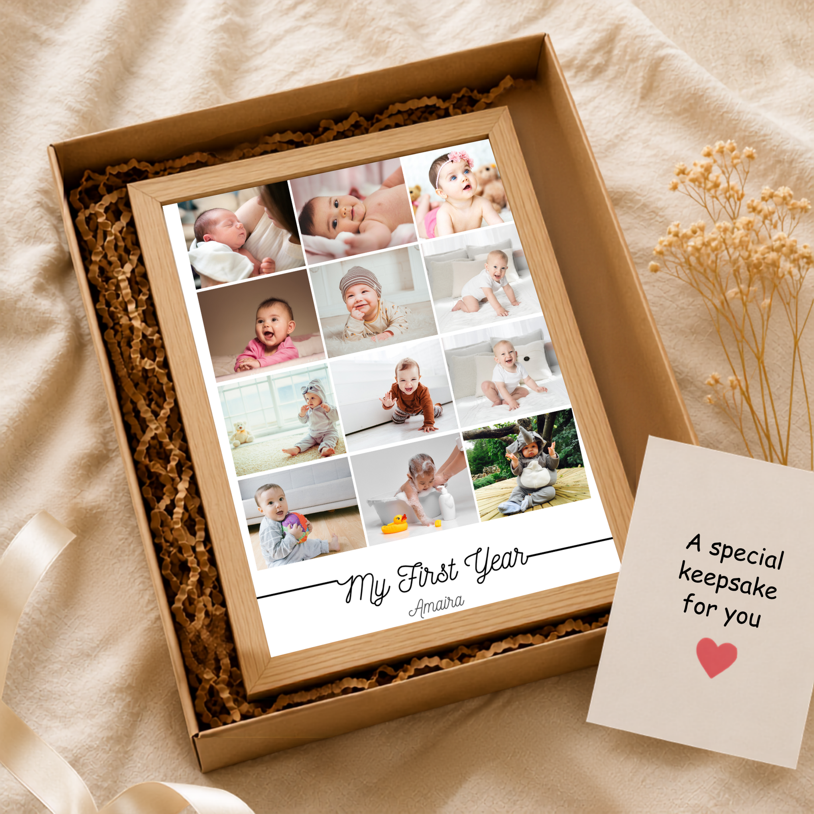 Grabwide Personalized 12 Month Baby Memory Picture Photo Frame