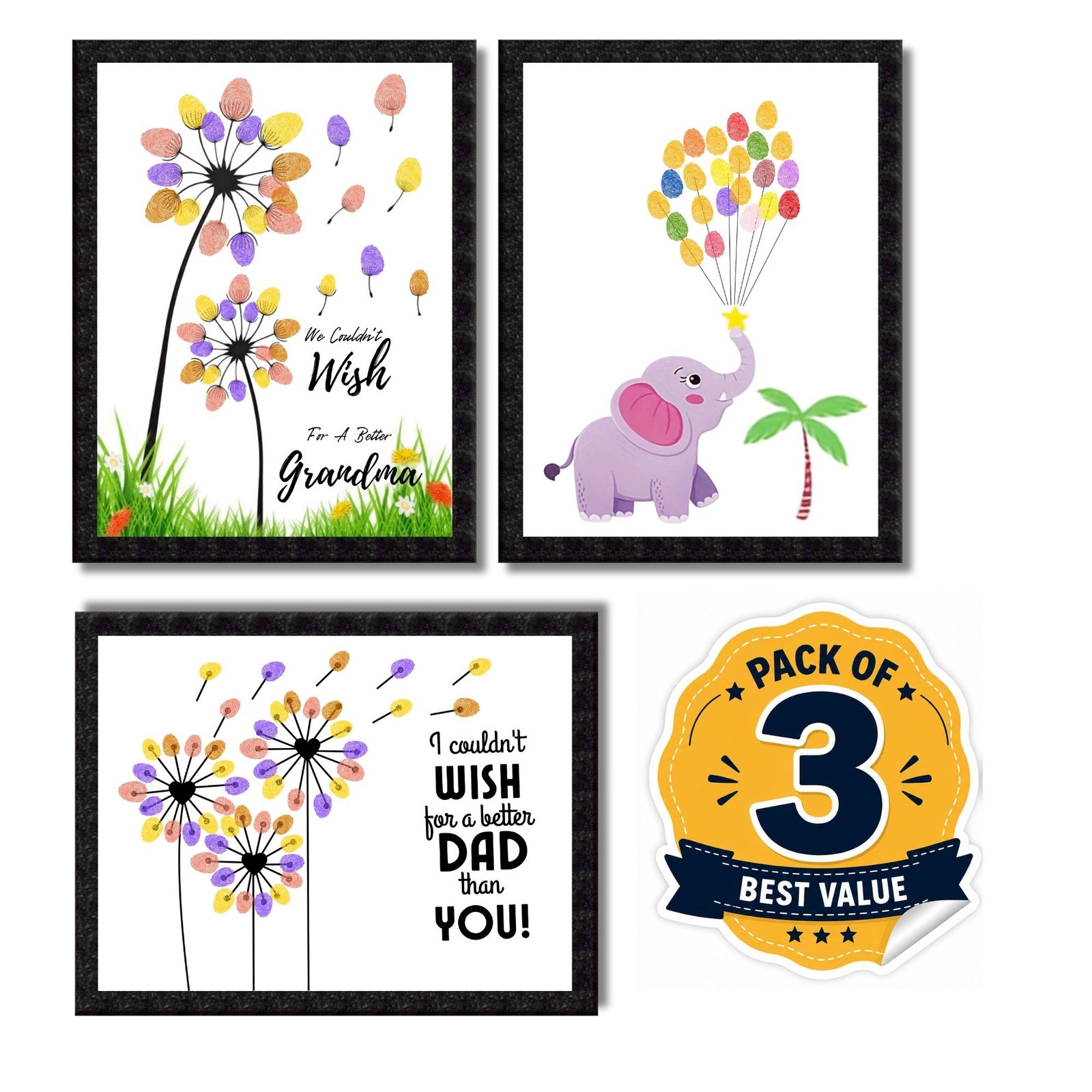 DIY Handprint Footprint Keepsake Photo Frame – Pack of 3 | Baby & Kids Gift