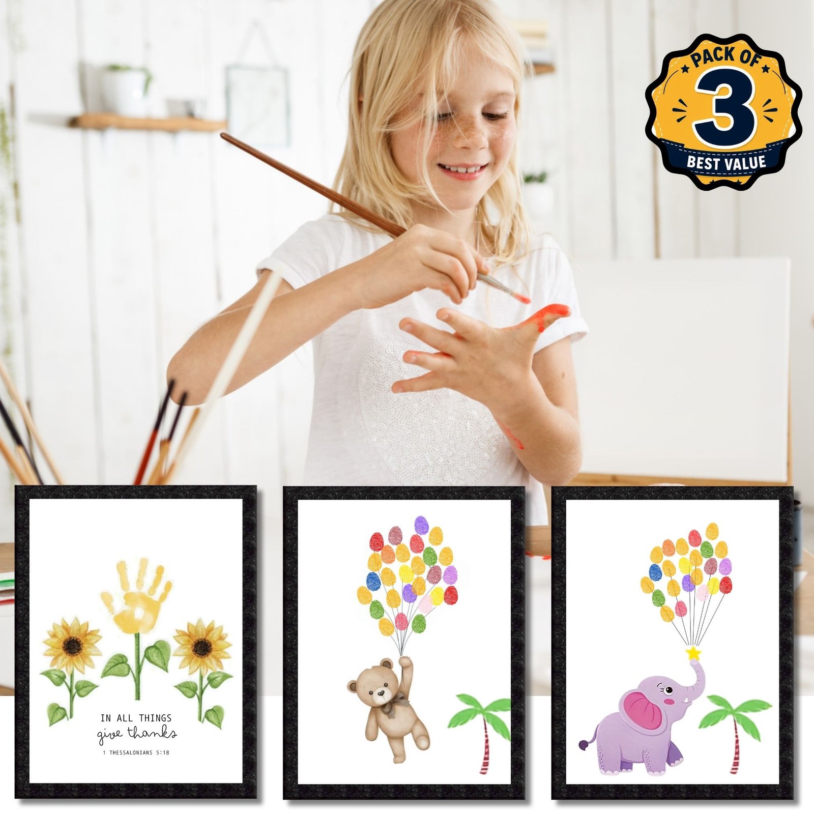 DIY Handprint Footprint Keepsake Photo Frame – Pack of 3 | Baby & Kids Gift