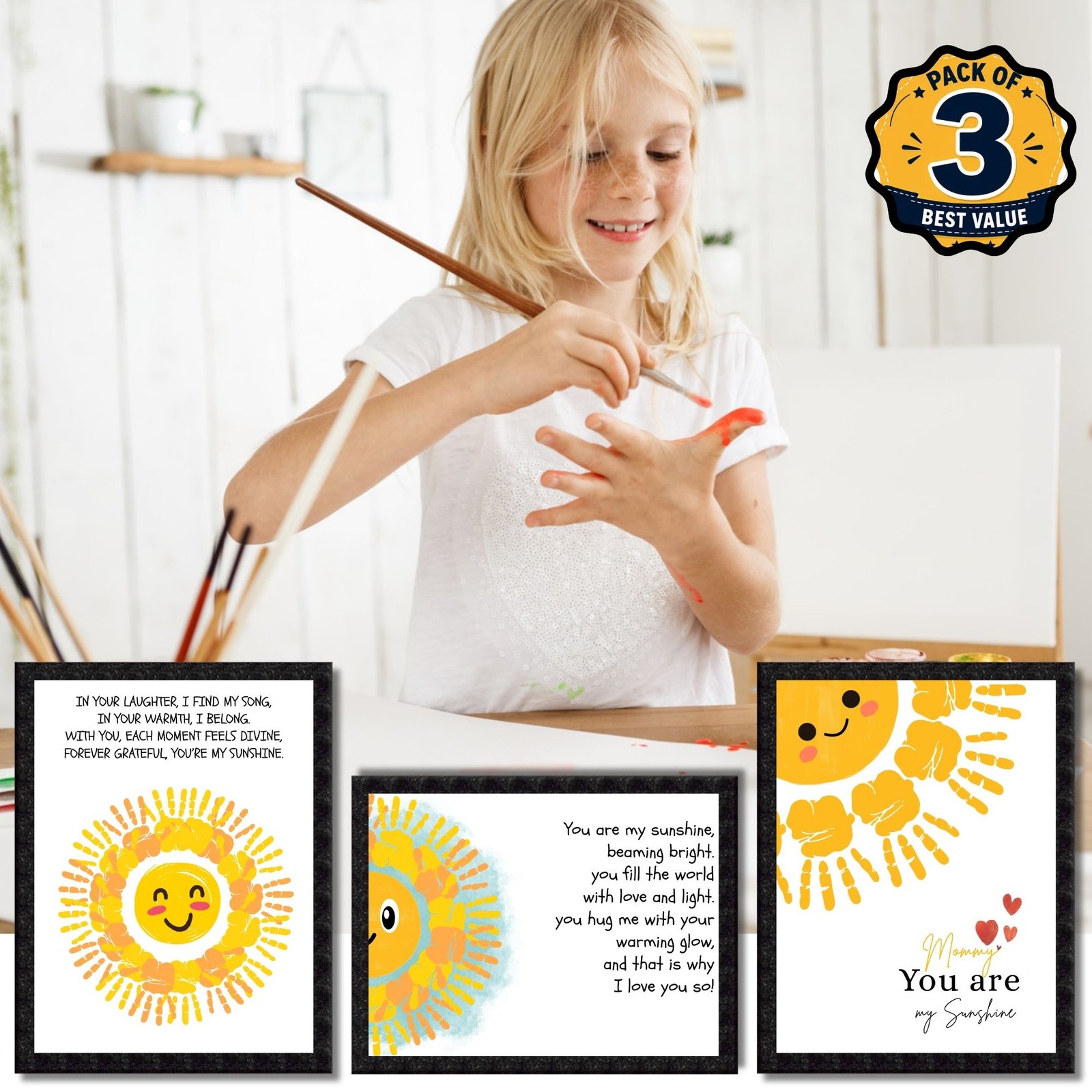 DIY Handprint Footprint Keepsake Photo Frame – Pack of 3 | Baby & Kids Gift