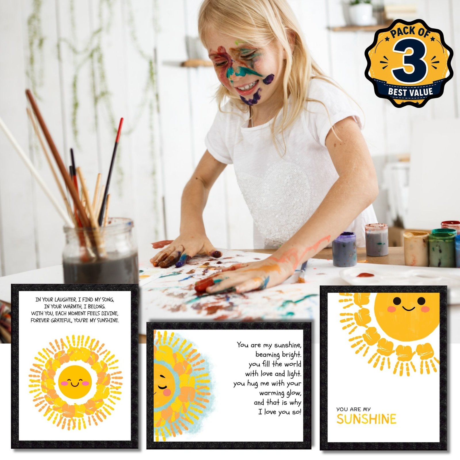 DIY Handprint Footprint Keepsake Photo Frame – Pack of 3 | Baby & Kids Gift