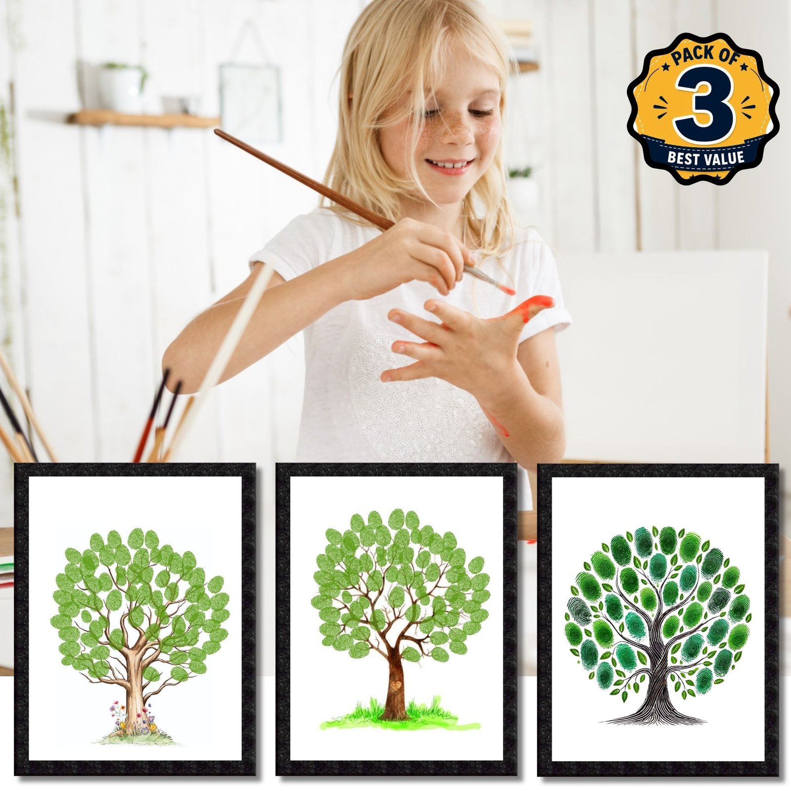 DIY Handprint Footprint Keepsake Photo Frame – Pack of 3 | Baby & Kids Gift