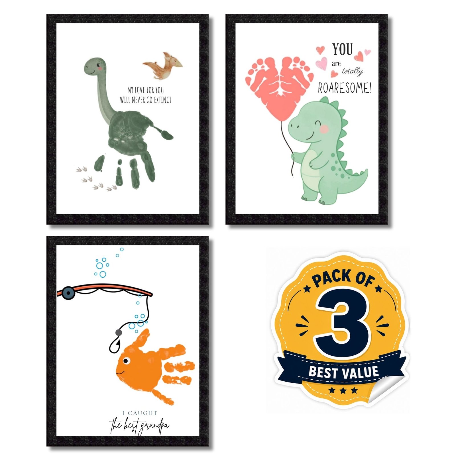 DIY Handprint Footprint Keepsake Photo Frame – Pack of 3 | Baby & Kids Gift