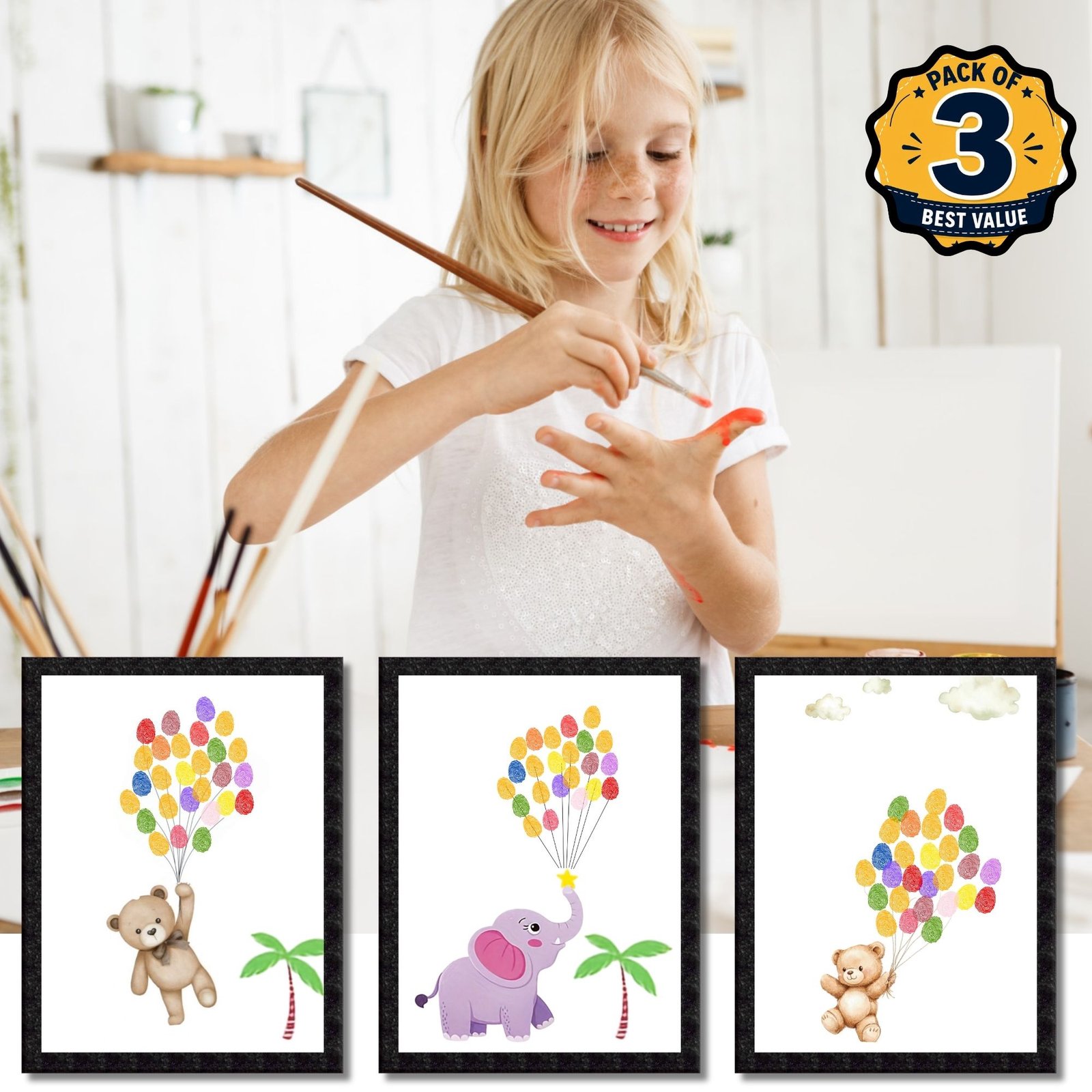 DIY Handprint Footprint Keepsake Photo Frame – Pack of 3 | Baby & Kids Gift