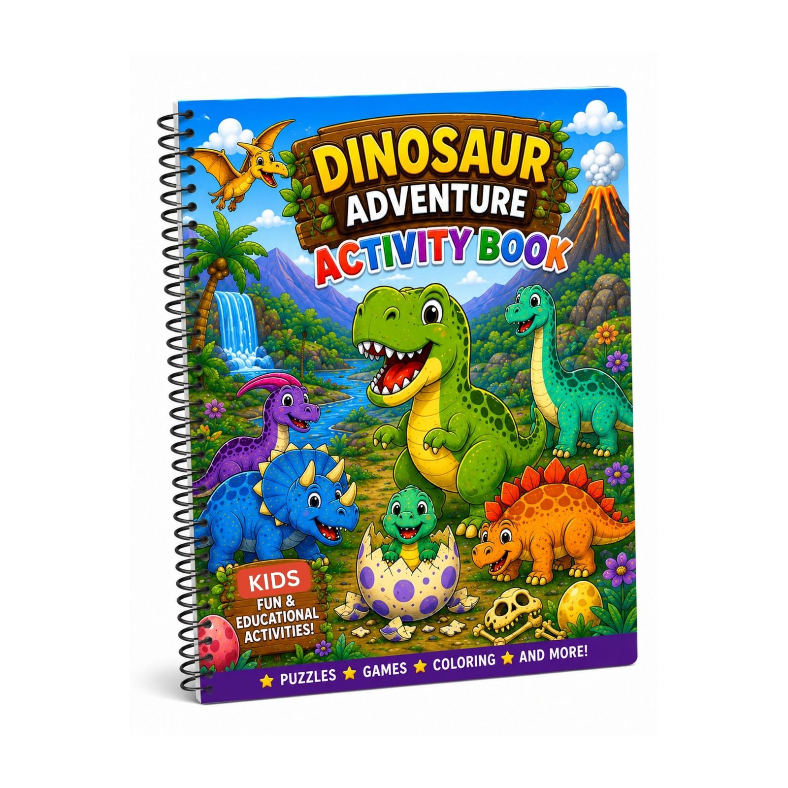 Dinosaur Adventure Activity Book for Kids Ages 4–12