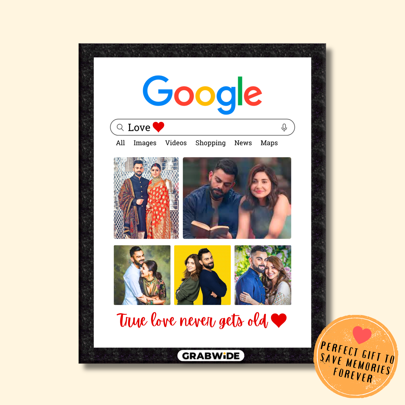 Grabwide Personalized Google Search Style Couple Photo Frame