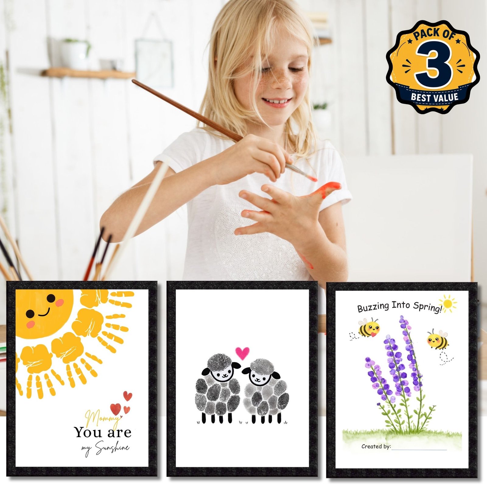 DIY Handprint Footprint Keepsake Photo Frame – Pack of 3 | Baby & Kids Gift