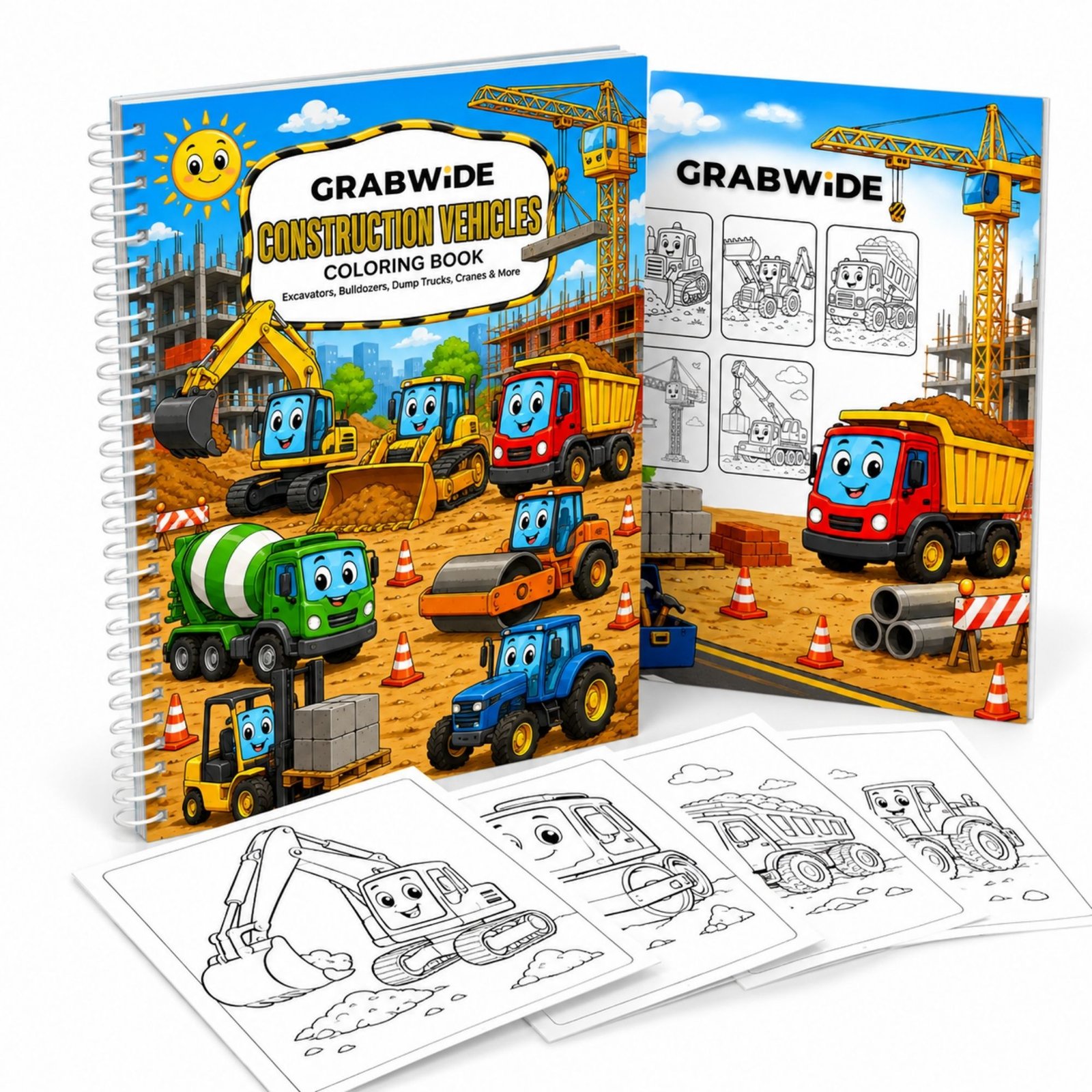 Construction Vehicles Coloring Book - Fun Coloring Pages