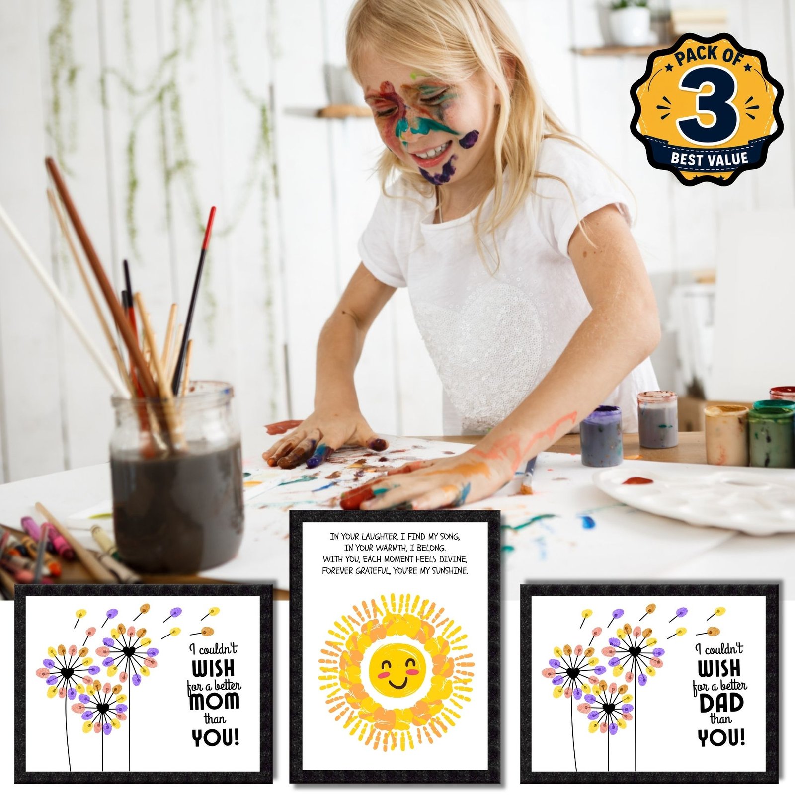 DIY Handprint Footprint Keepsake Photo Frame – Pack of 3 | Baby & Kids Gift
