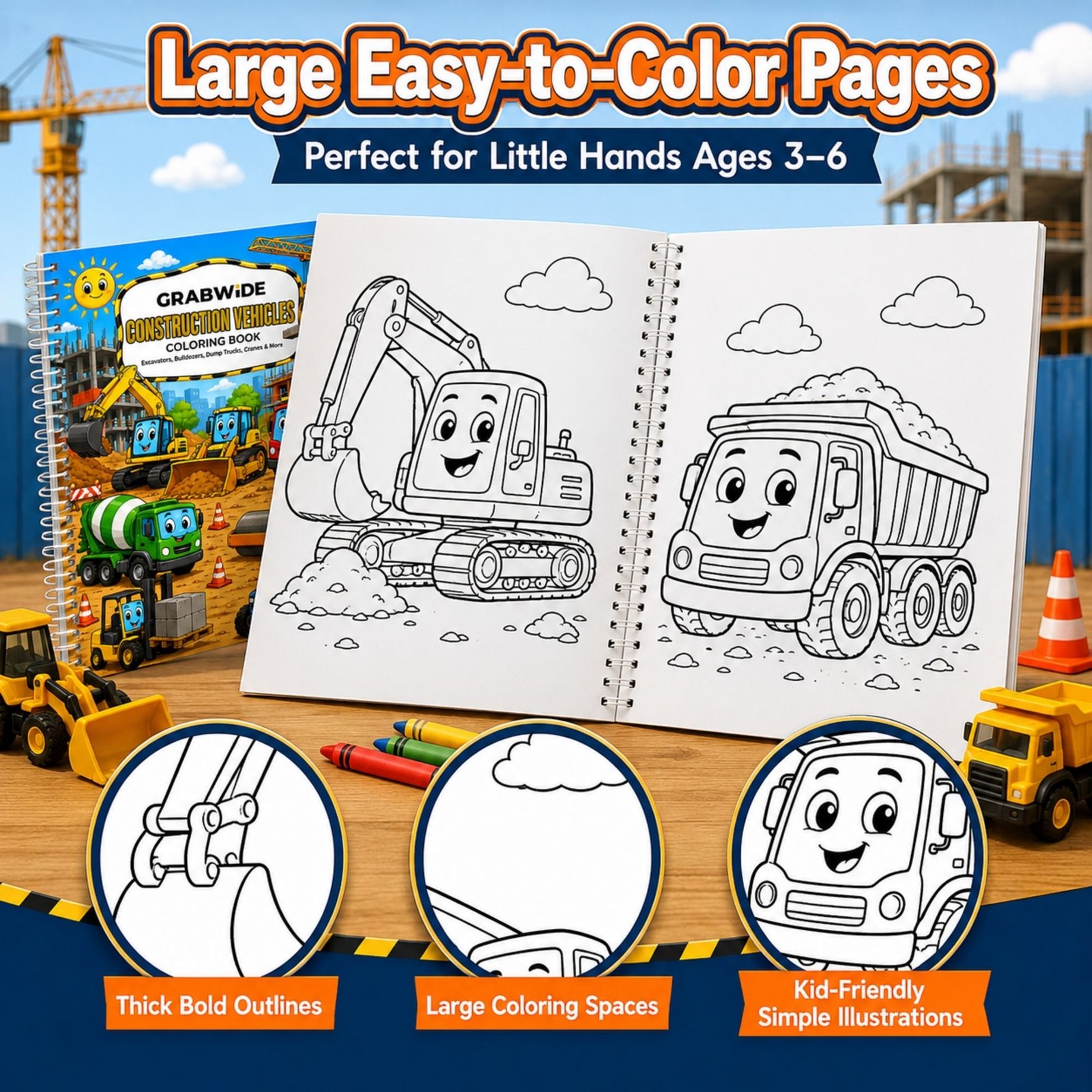 Construction Vehicles Coloring Book - Fun Coloring Pages