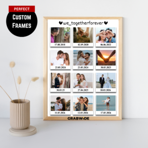 Grabwide Personalized Couple Timeline Photo Frame with Dates & Memories