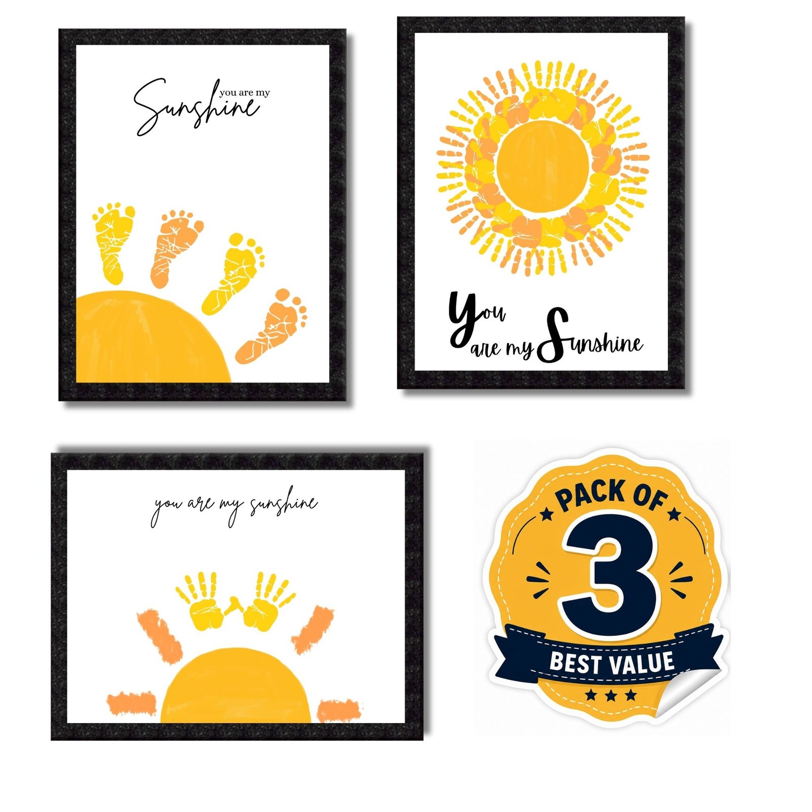 DIY Handprint Footprint Keepsake Photo Frame – Pack of 3 | Baby & Kids Gift