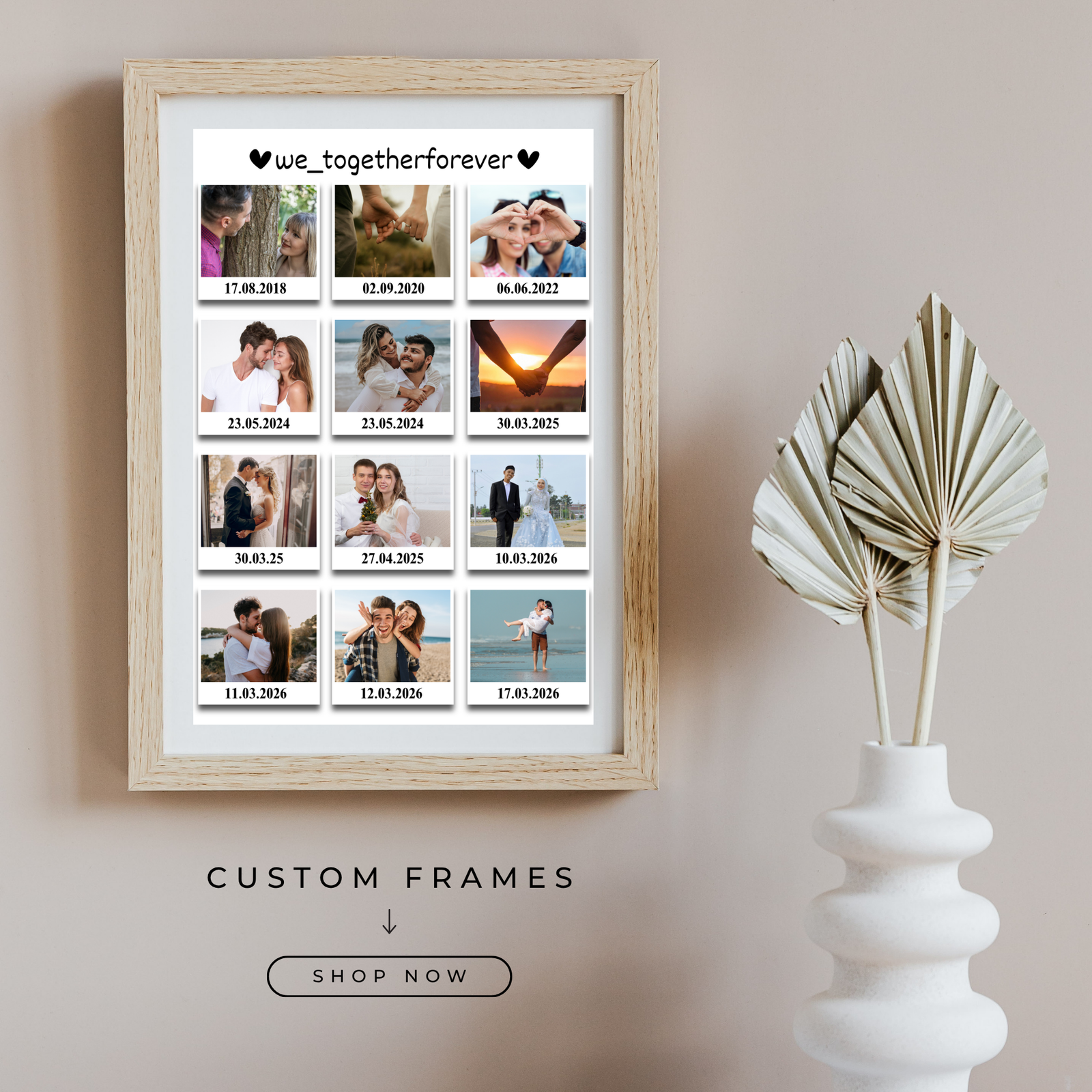 Grabwide Personalized Couple Timeline Photo Frame with Dates & Memories