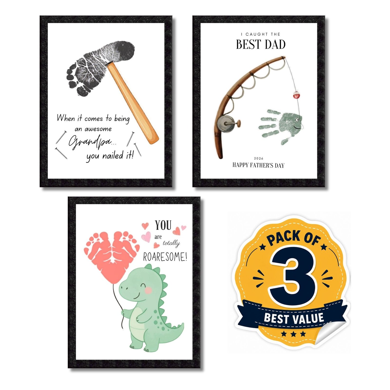 DIY Handprint Footprint Keepsake Photo Frame – Pack of 3 | Baby & Kids Gift