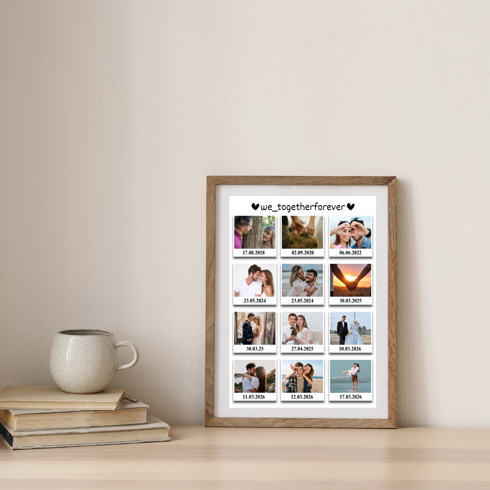 Grabwide Personalized Couple Timeline Photo Frame with Dates & Memories