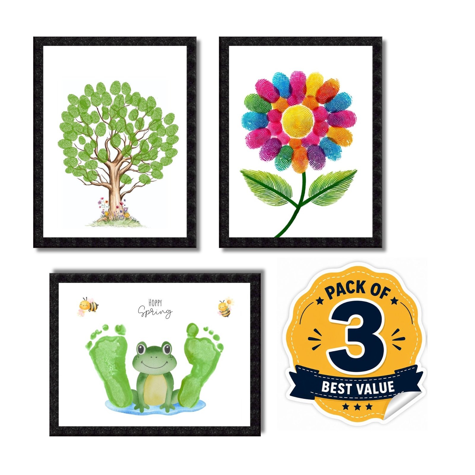 DIY Handprint Footprint Keepsake Photo Frame – Pack of 3 | Baby & Kids Gift