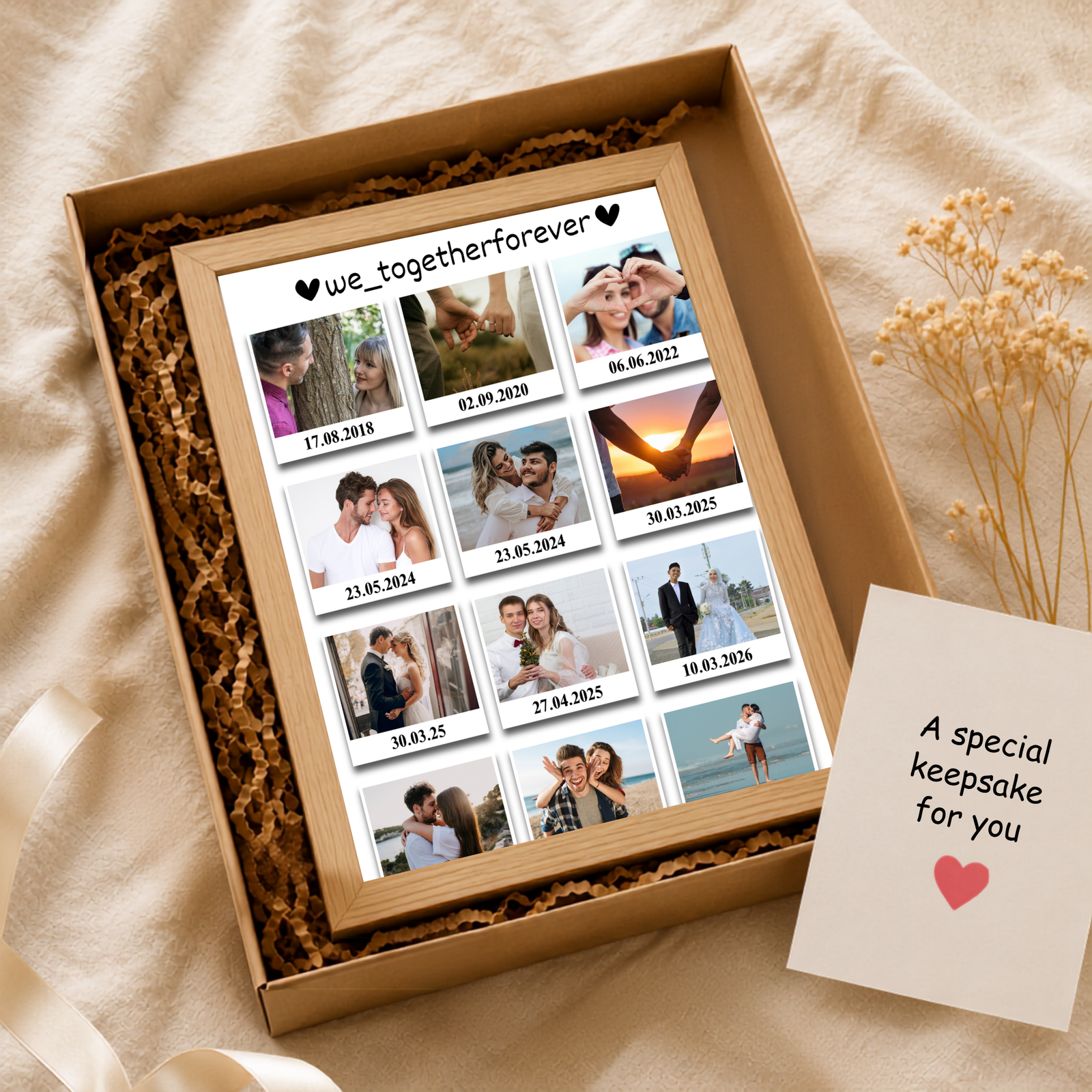 Grabwide Personalized Couple Timeline Photo Frame with Dates & Memories