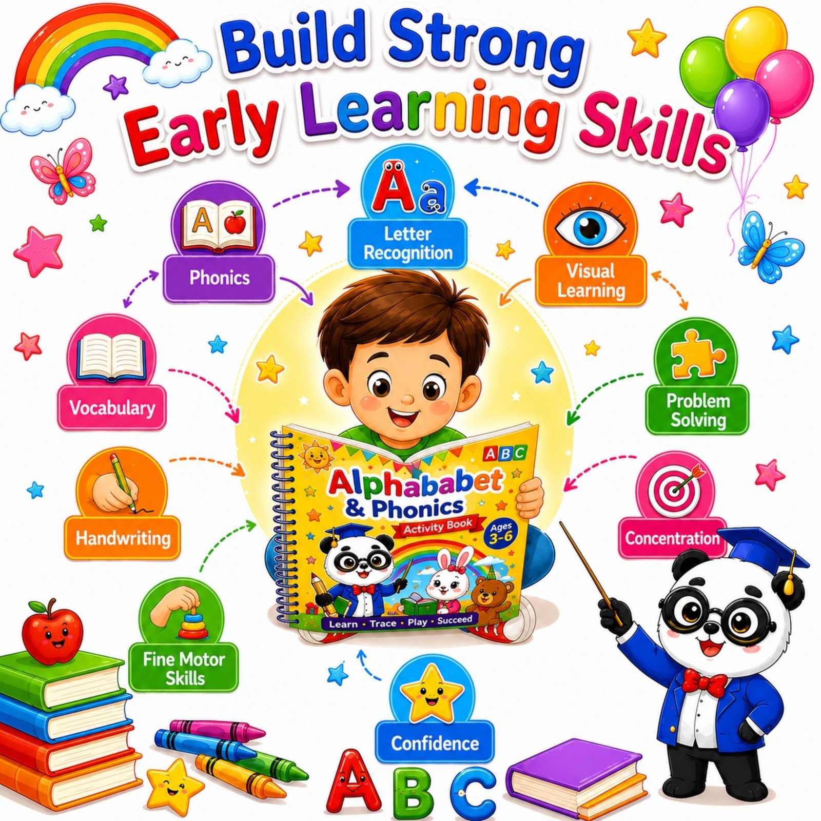 Alphabet & Phonics Activity Book for Kids Ages 3–12