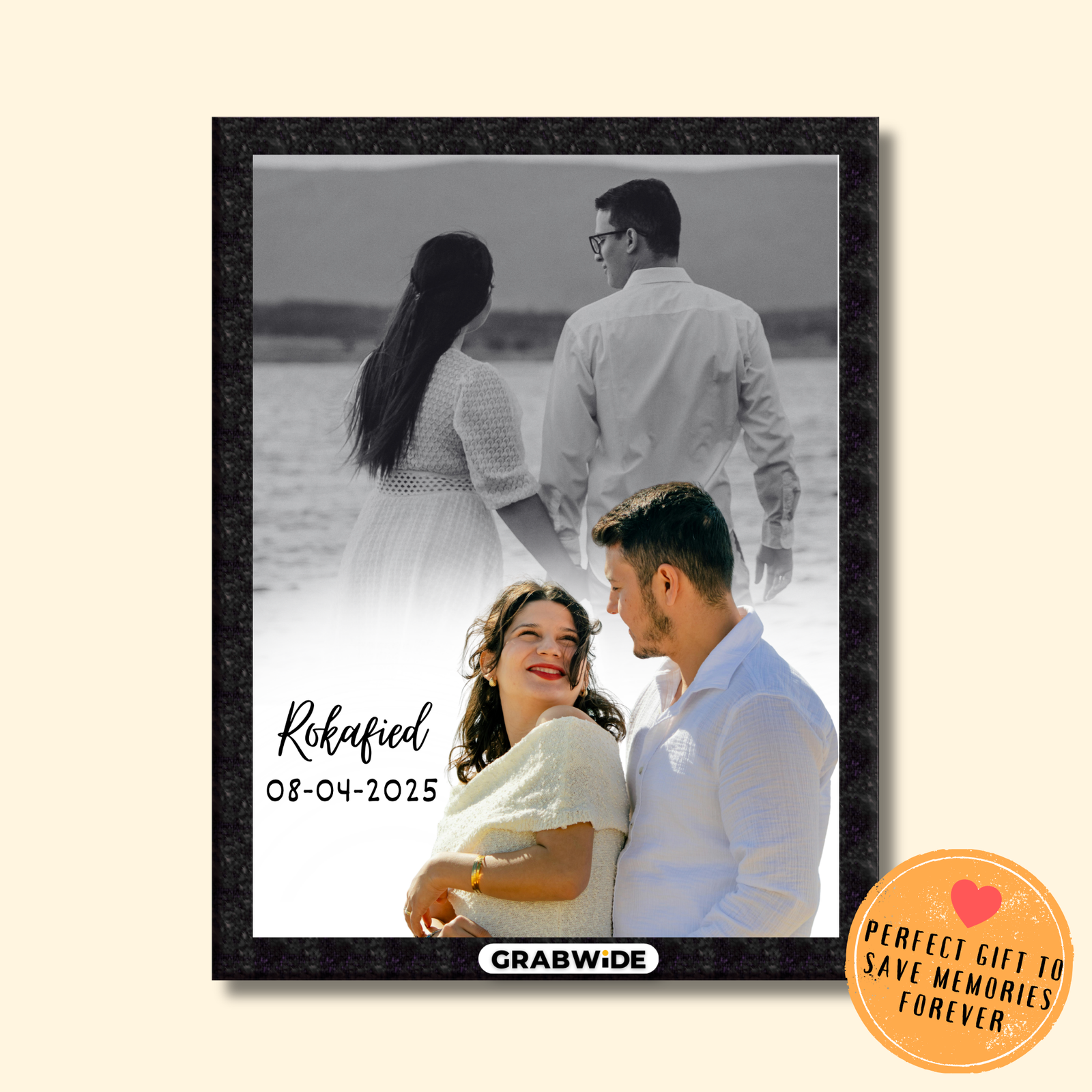 Grabwide Personalized Couple Photo Frame with Dual Photo Design