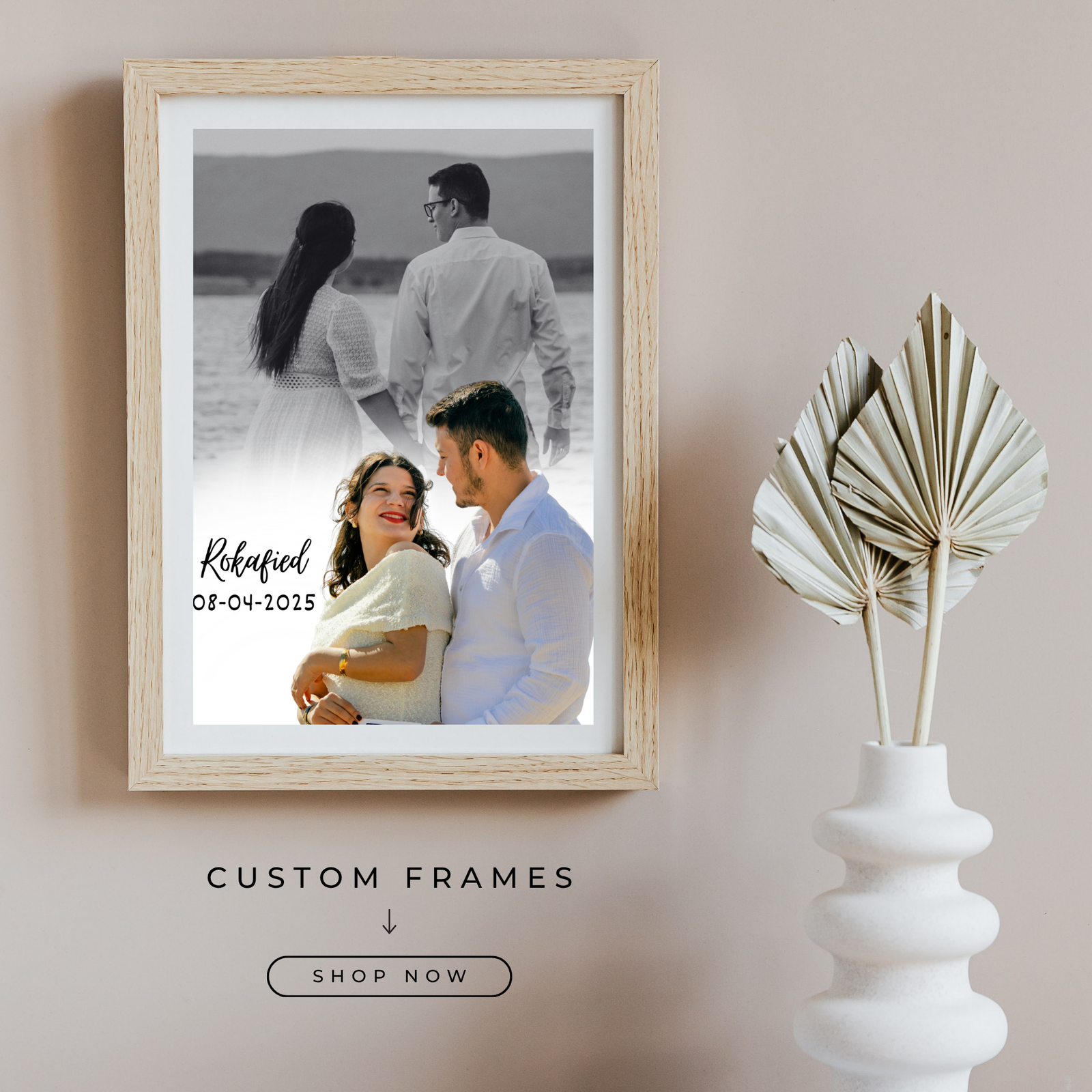 Grabwide Personalized Couple Photo Frame with Dual Photo Design