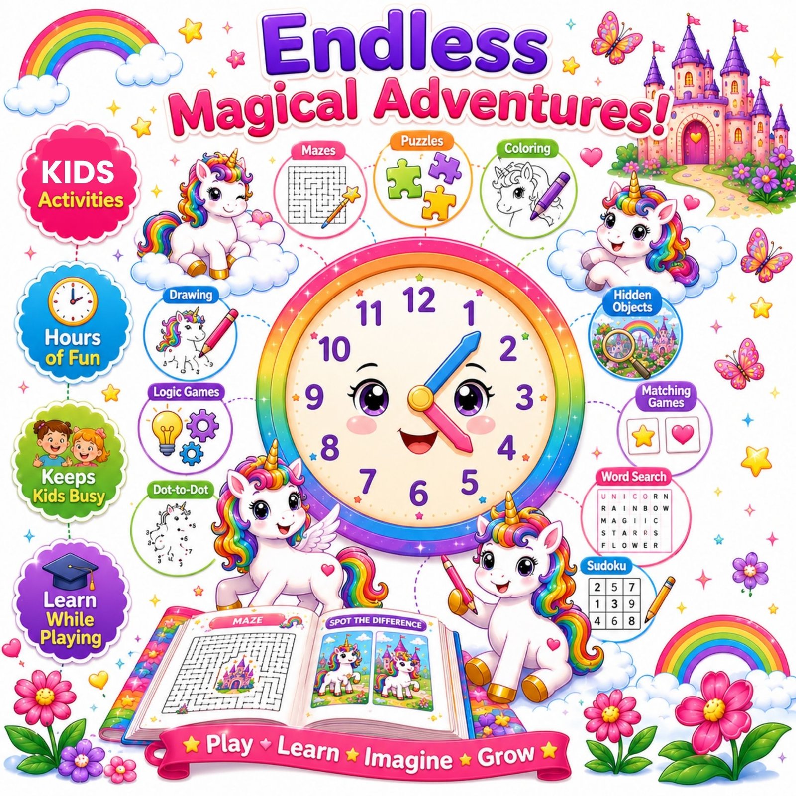 Unicorn Magic Activity Book for Kids Ages 4–12
