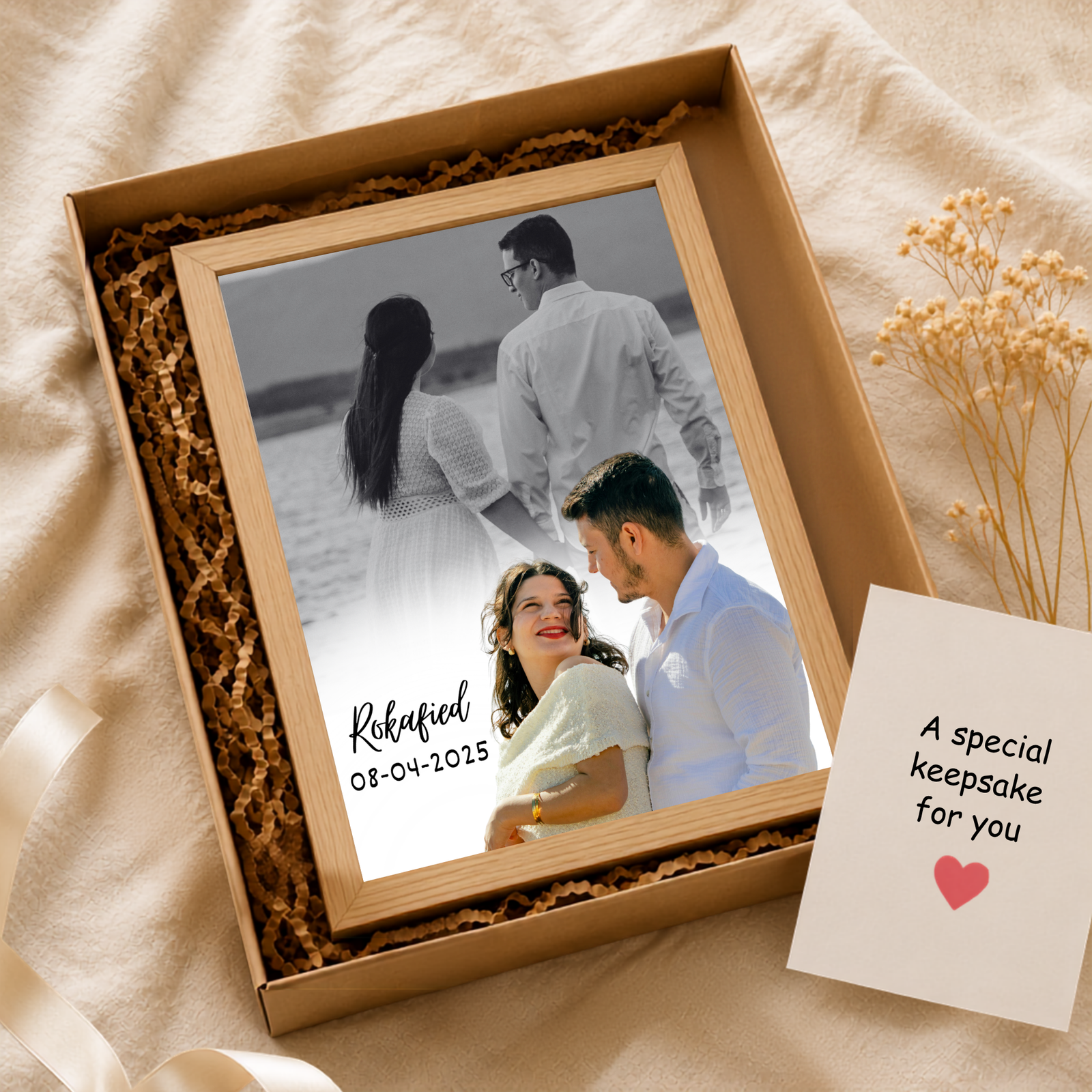 Grabwide Personalized Couple Photo Frame with Dual Photo Design