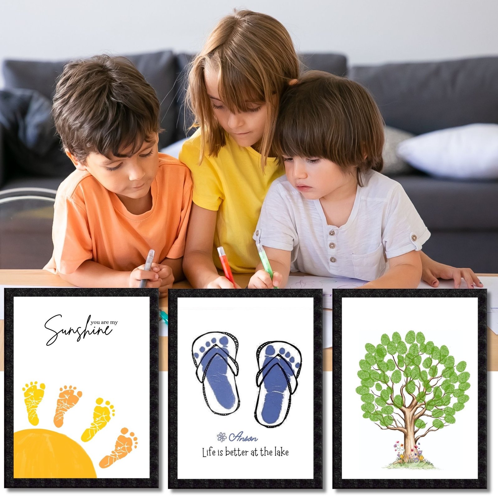 DIY Handprint Footprint Keepsake Photo Frame – Pack of 3 | Baby & Kids Gift