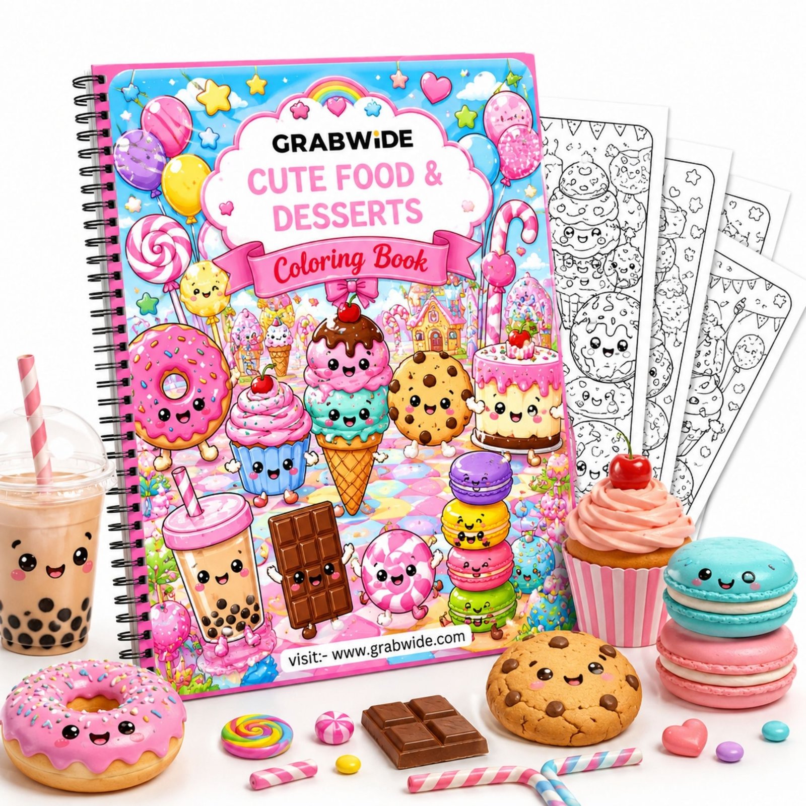 Cute Food & Desserts Coloring Book - Fun Coloring Pages