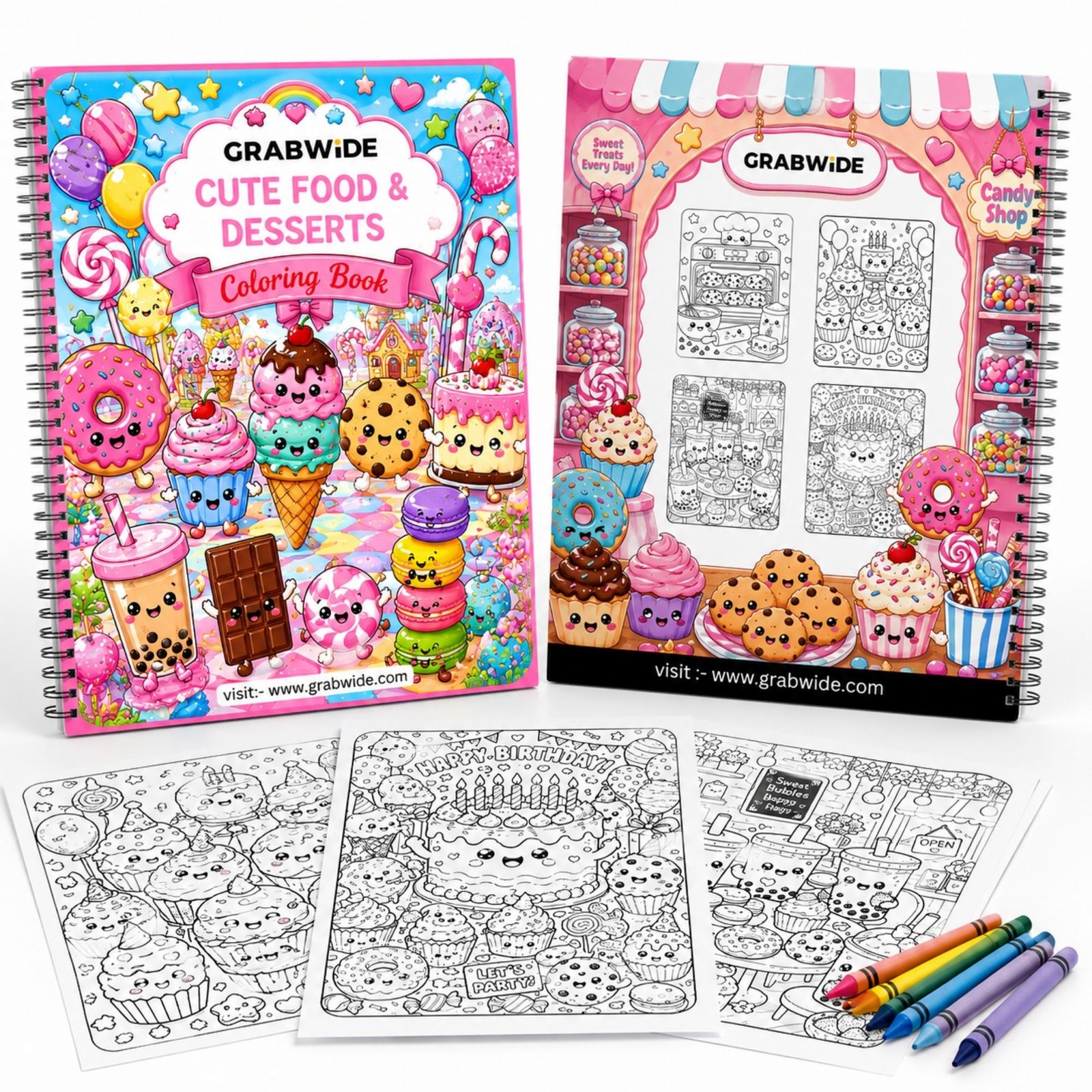 Cute Food & Desserts Coloring Book - Fun Coloring Pages