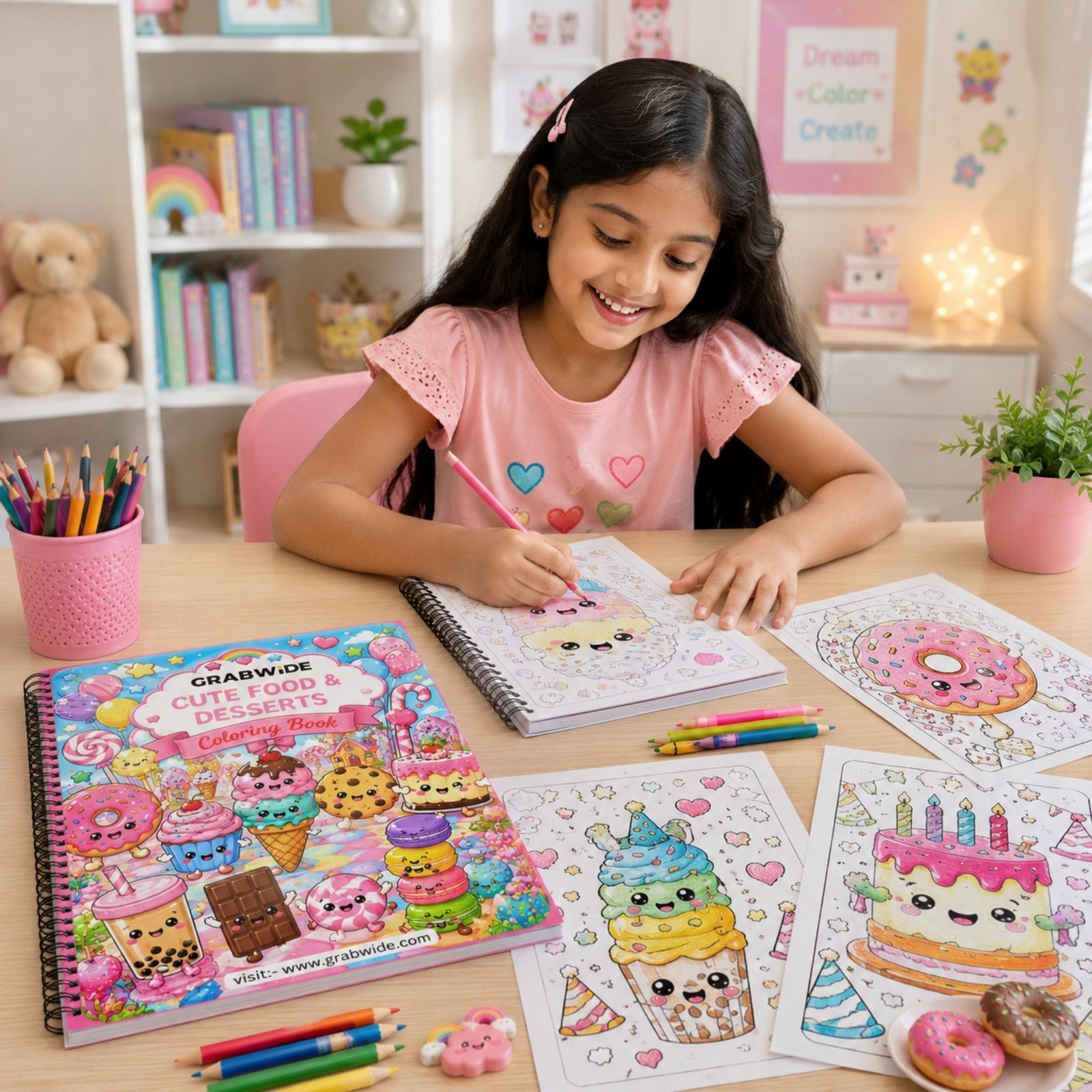 Cute Food & Desserts Coloring Book - Fun Coloring Pages