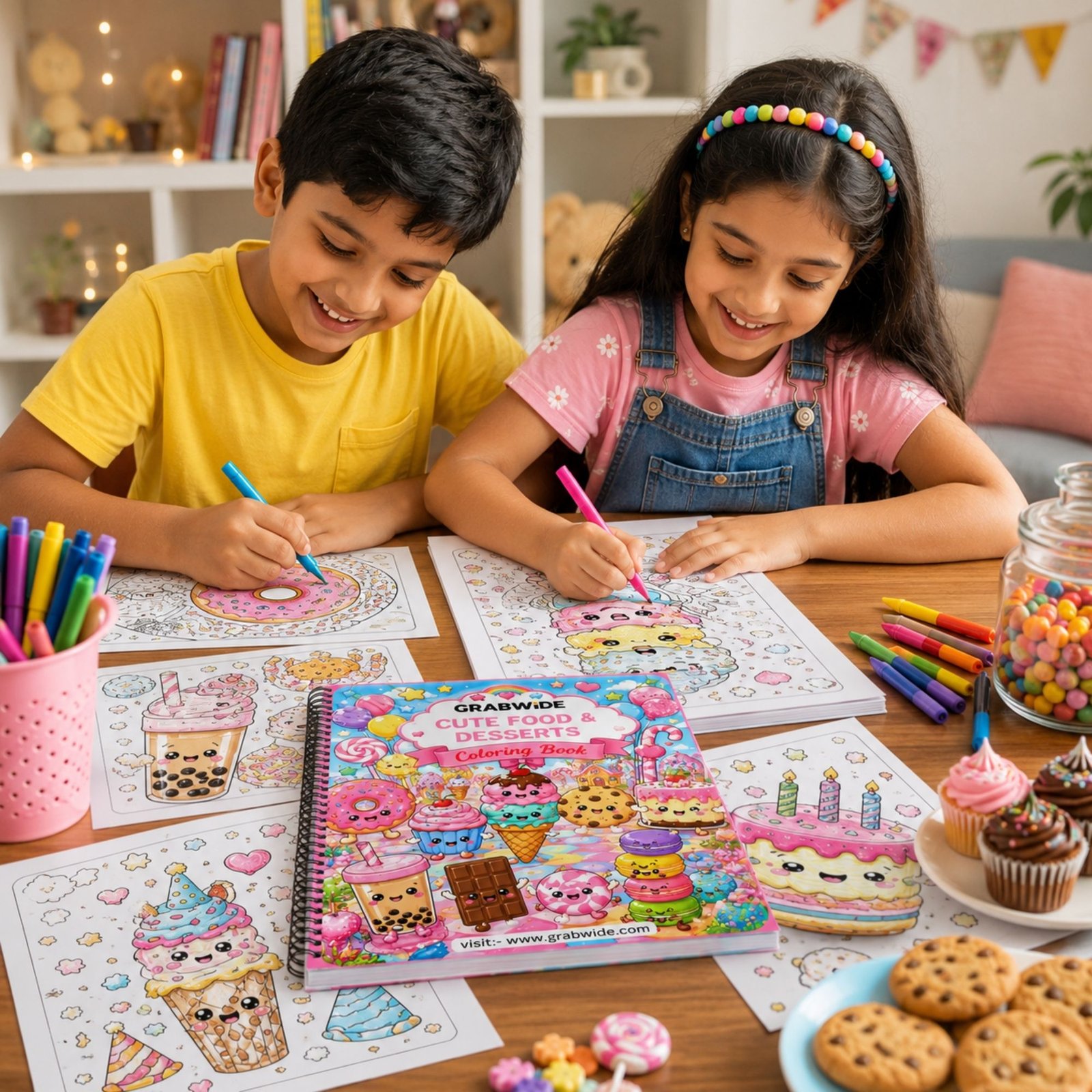 Cute Food & Desserts Coloring Book - Fun Coloring Pages