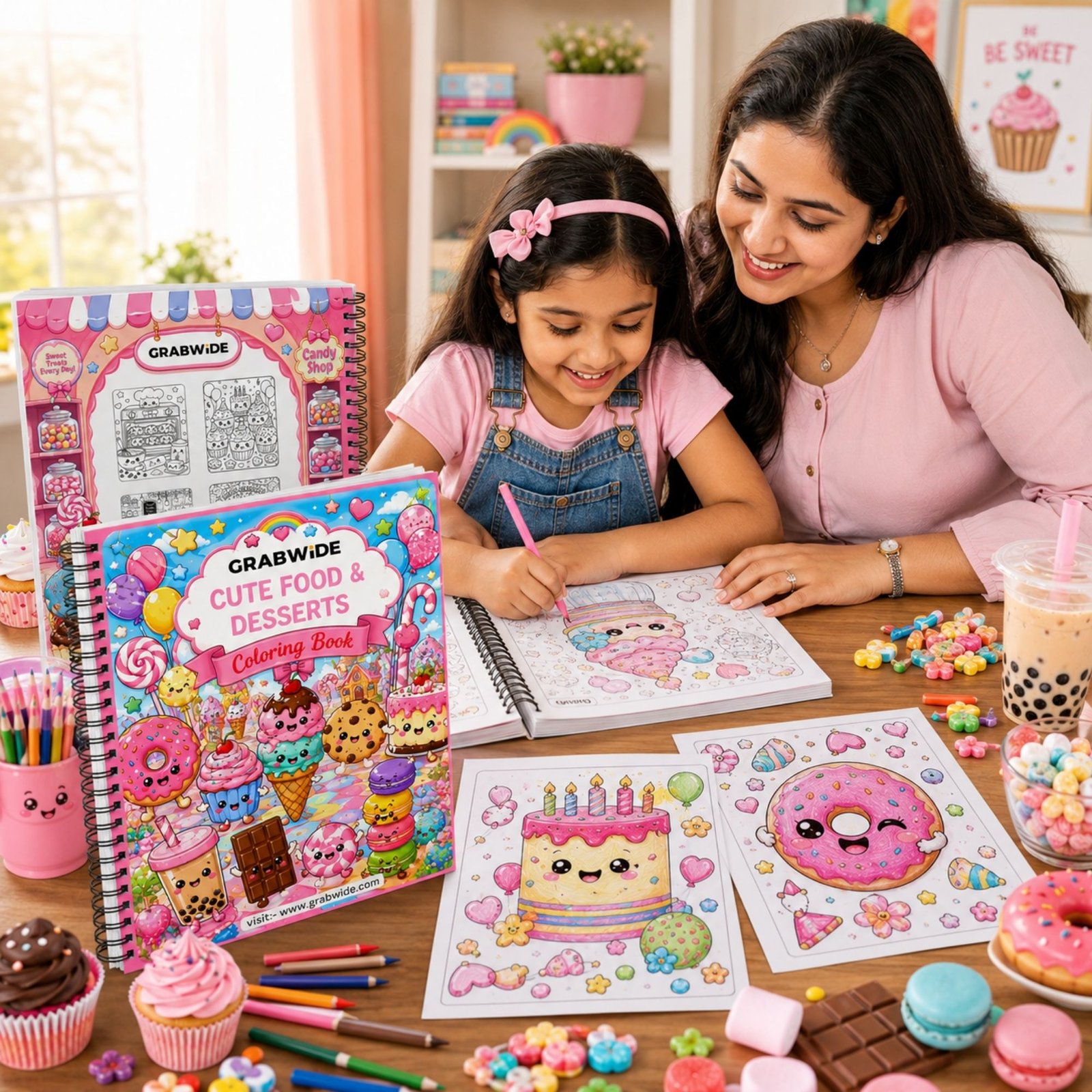 Cute Food & Desserts Coloring Book - Fun Coloring Pages