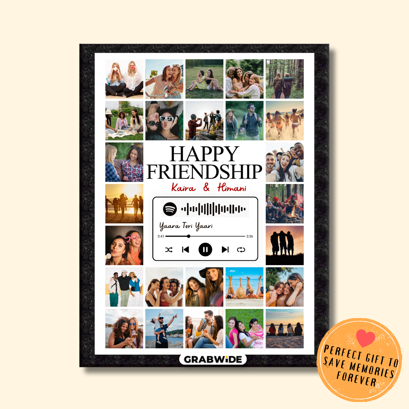 Grabwide Personalized Spotify Friendship Day Photo Frame Scan to Play Song