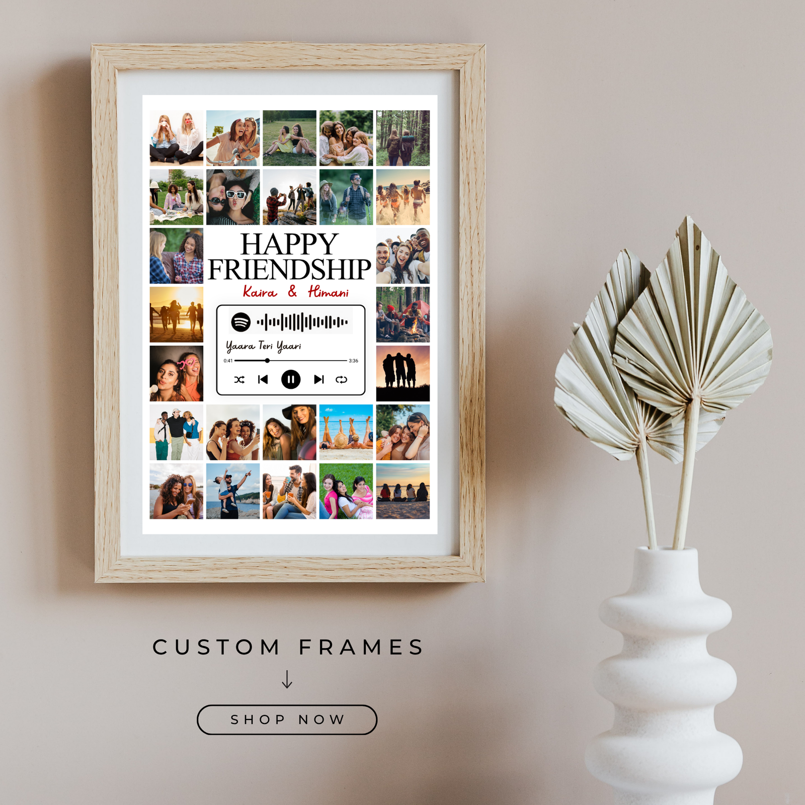 Grabwide Personalized Spotify Friendship Day Photo Frame Scan to Play Song