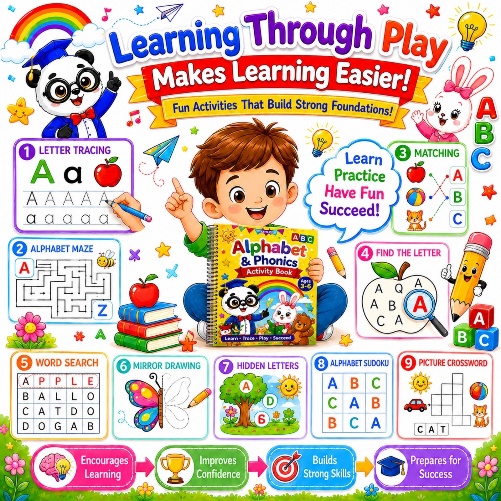 Alphabet & Phonics Activity Book for Kids Ages 3–12