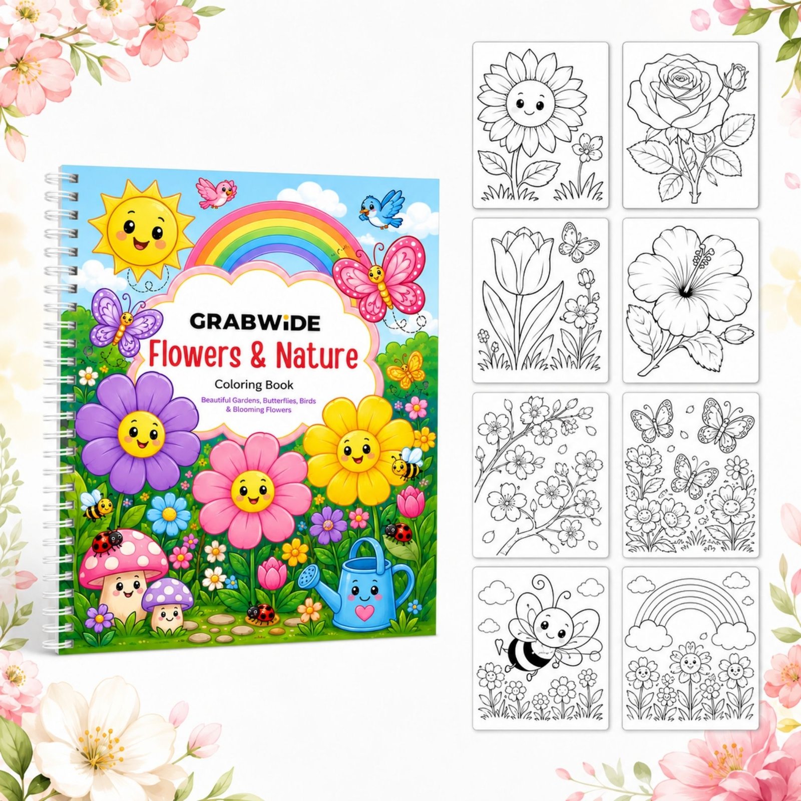 Flowers & Nature Coloring Book - Fun Coloring Pages
