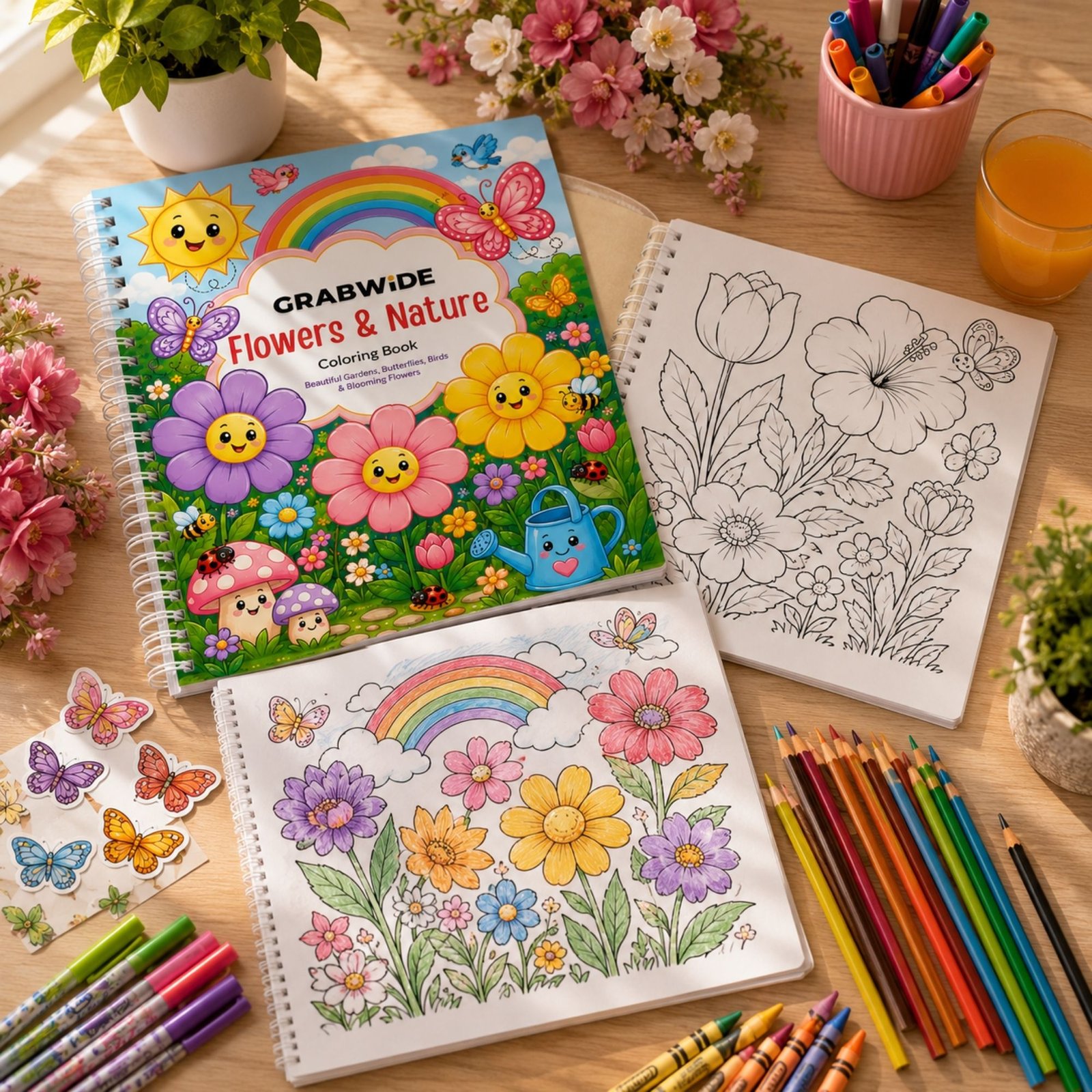 Flowers & Nature Coloring Book - Fun Coloring Pages