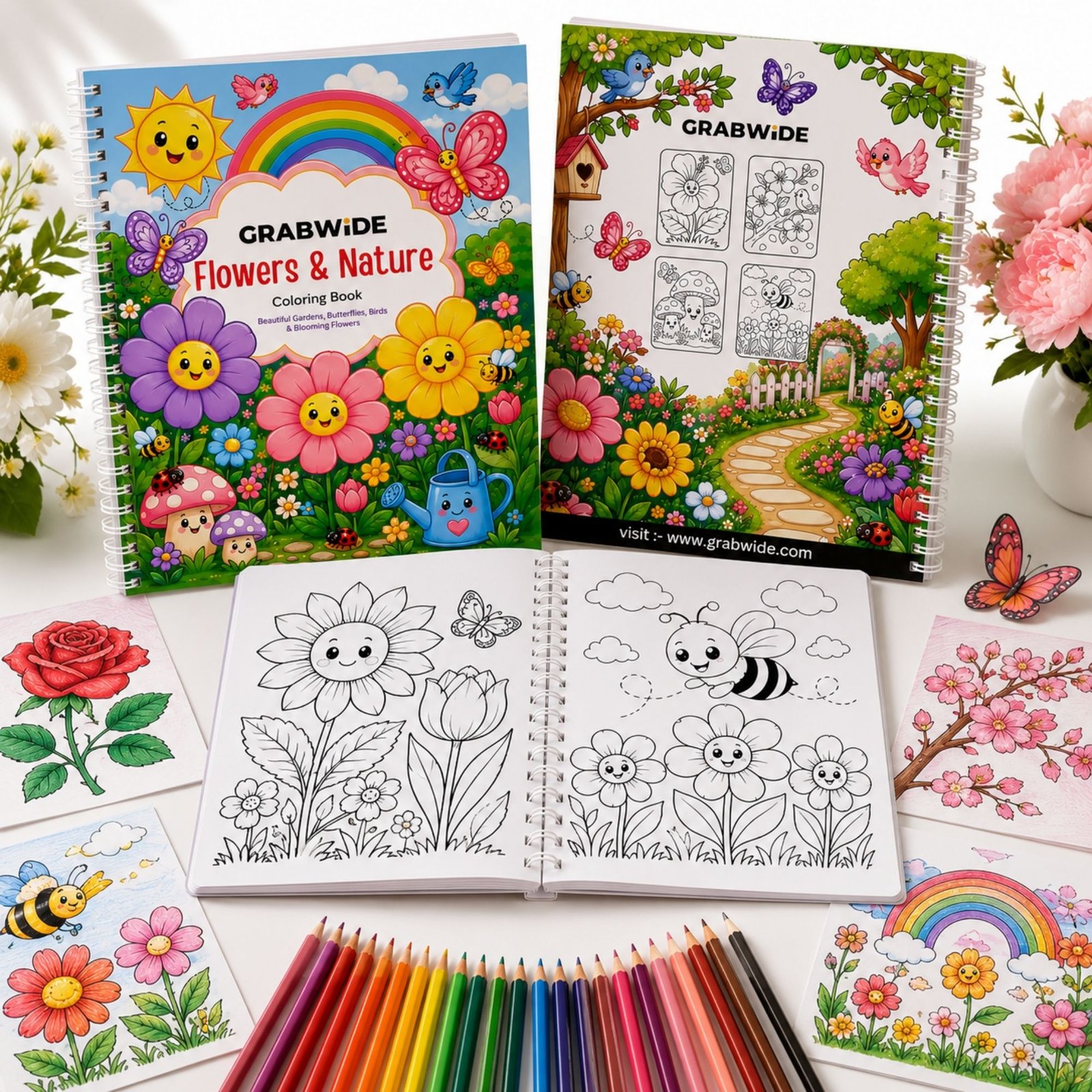 Flowers & Nature Coloring Book - Fun Coloring Pages
