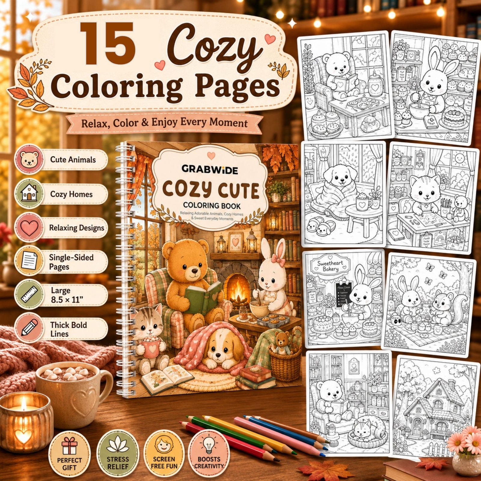 Cozy Cute Coloring Book - Fun Coloring Pages