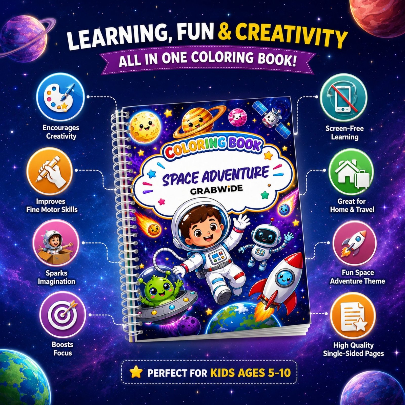 Space Adventure Coloring Book - Fun Coloring Pages