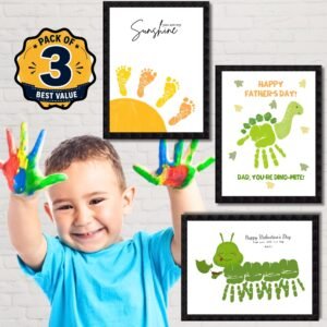 DIY Handprint Footprint Keepsake Photo Frame – Pack of 3 | Baby & Kids Gift