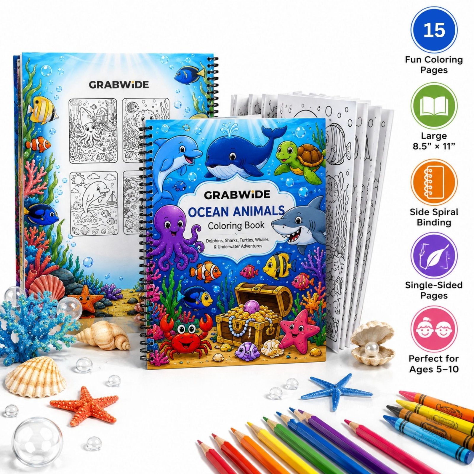 Ocean Animals Coloring Book - Fun Coloring Pages