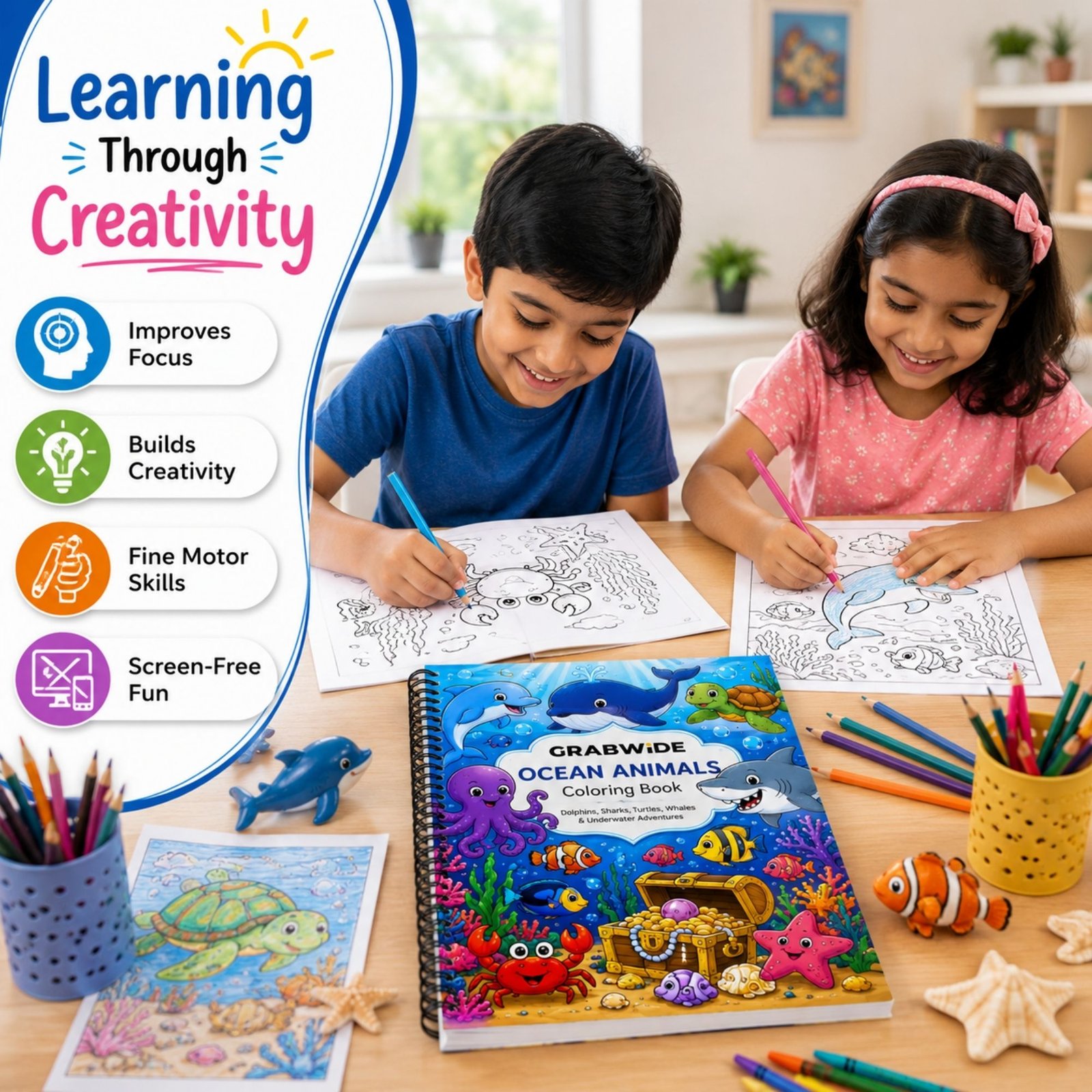 Ocean Animals Coloring Book - Fun Coloring Pages