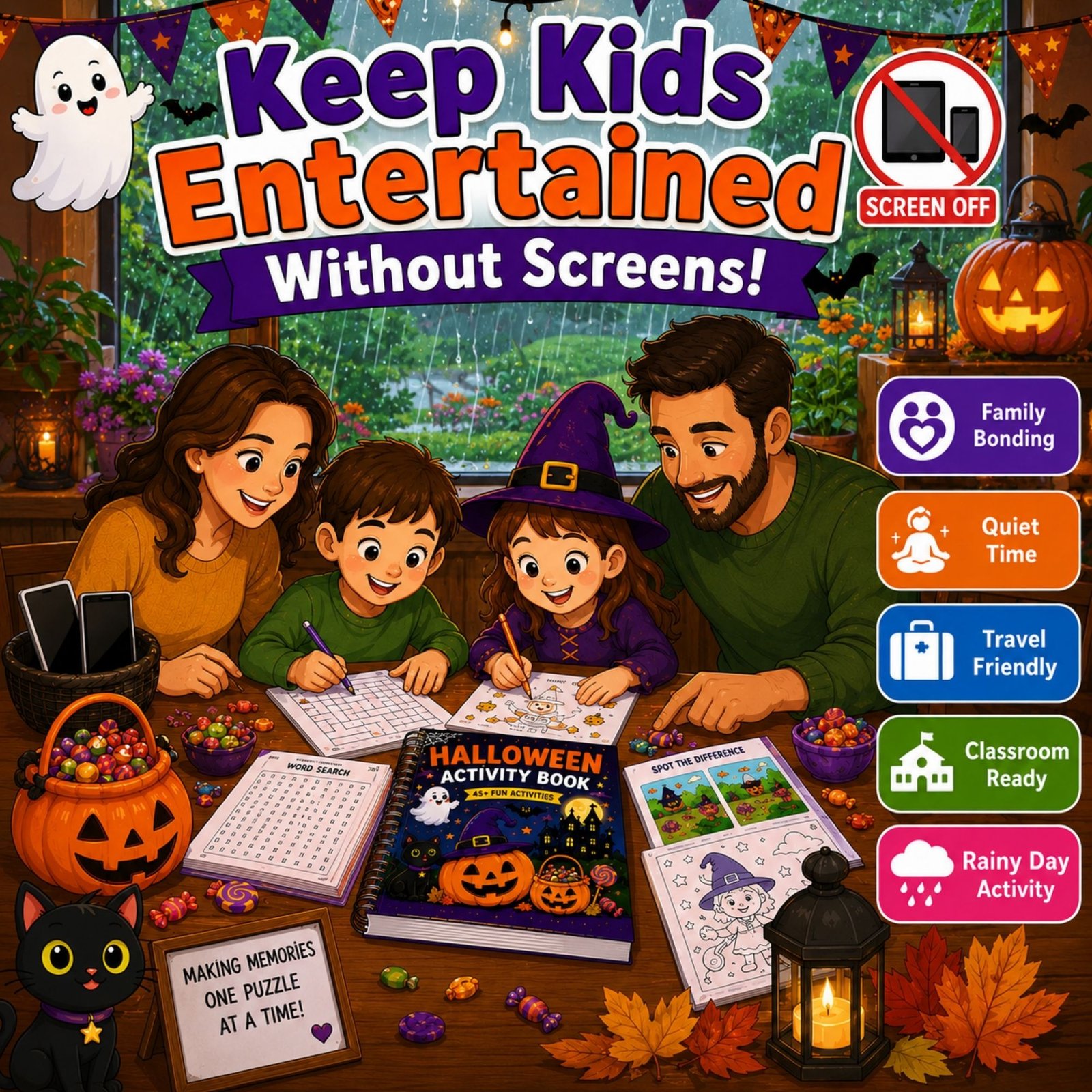 Halloween Activity Book for Kids Ages 4–12
