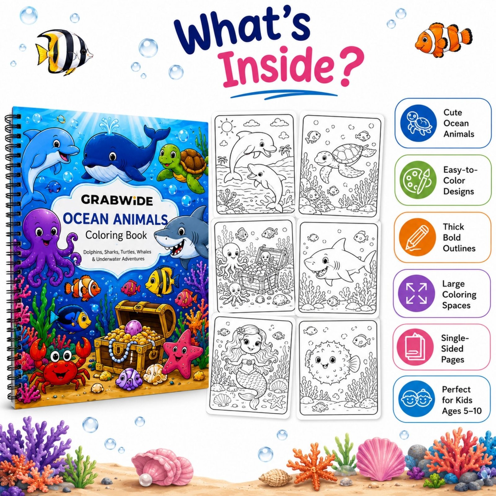 Ocean Animals Coloring Book - Fun Coloring Pages