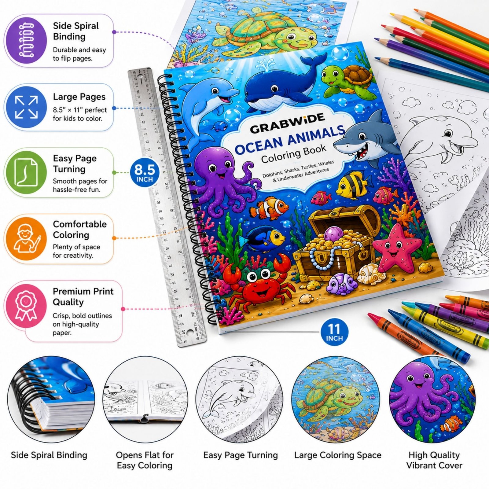 Ocean Animals Coloring Book - Fun Coloring Pages