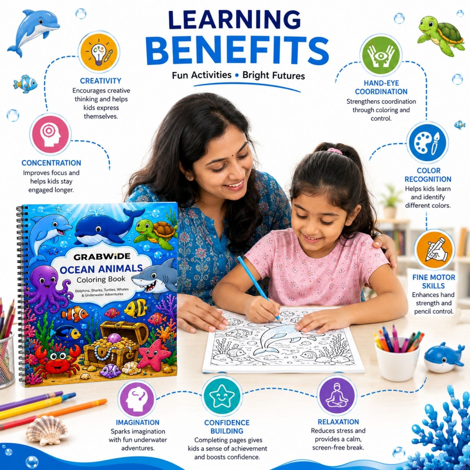 Ocean Animals Coloring Book - Fun Coloring Pages