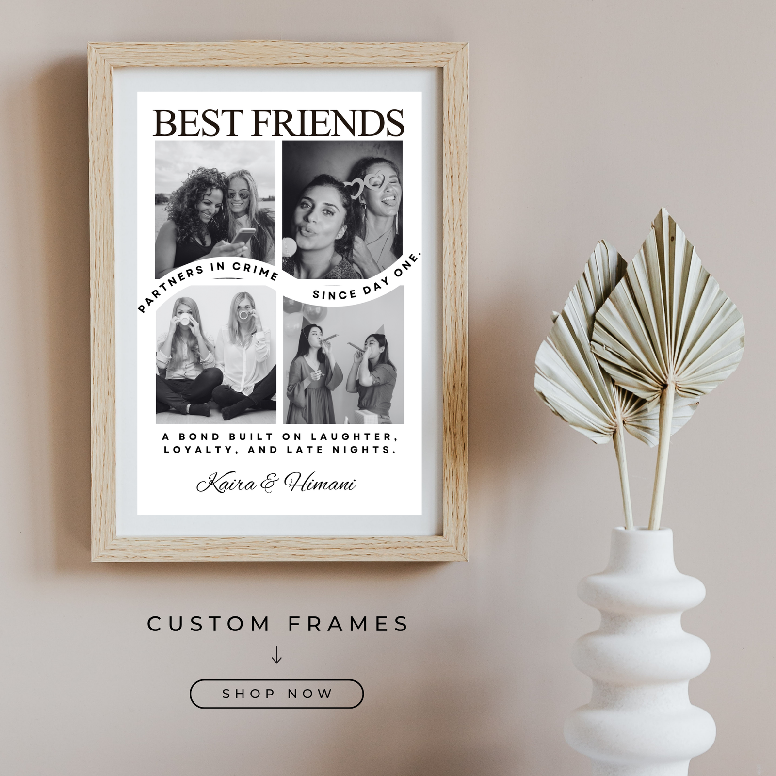 Grabwide Personalized Best Friends Photo Frame with Name & Photos