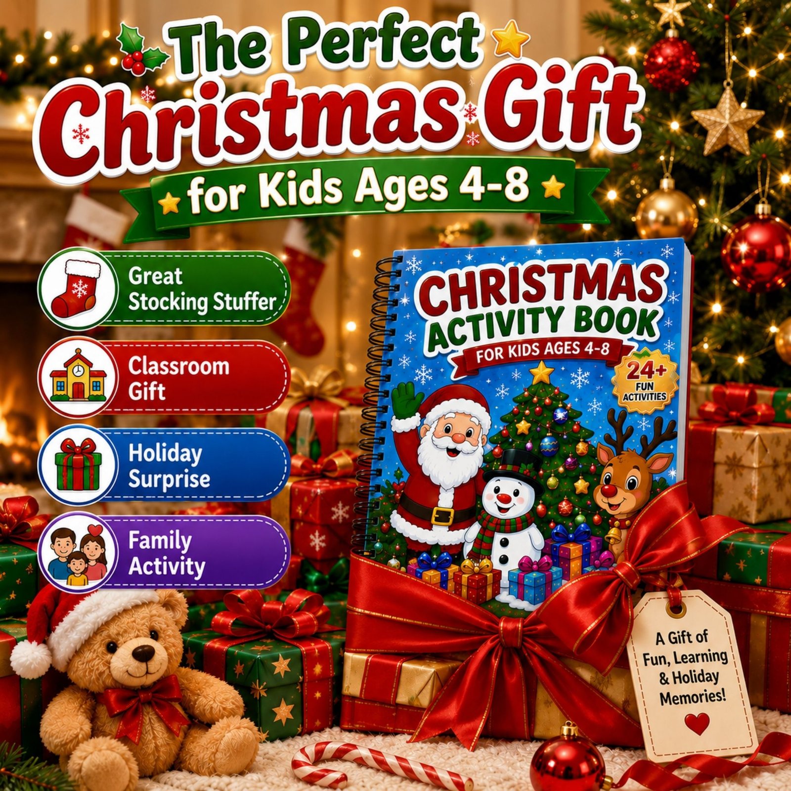 Christmas Activity Book for Kids Ages 4-12