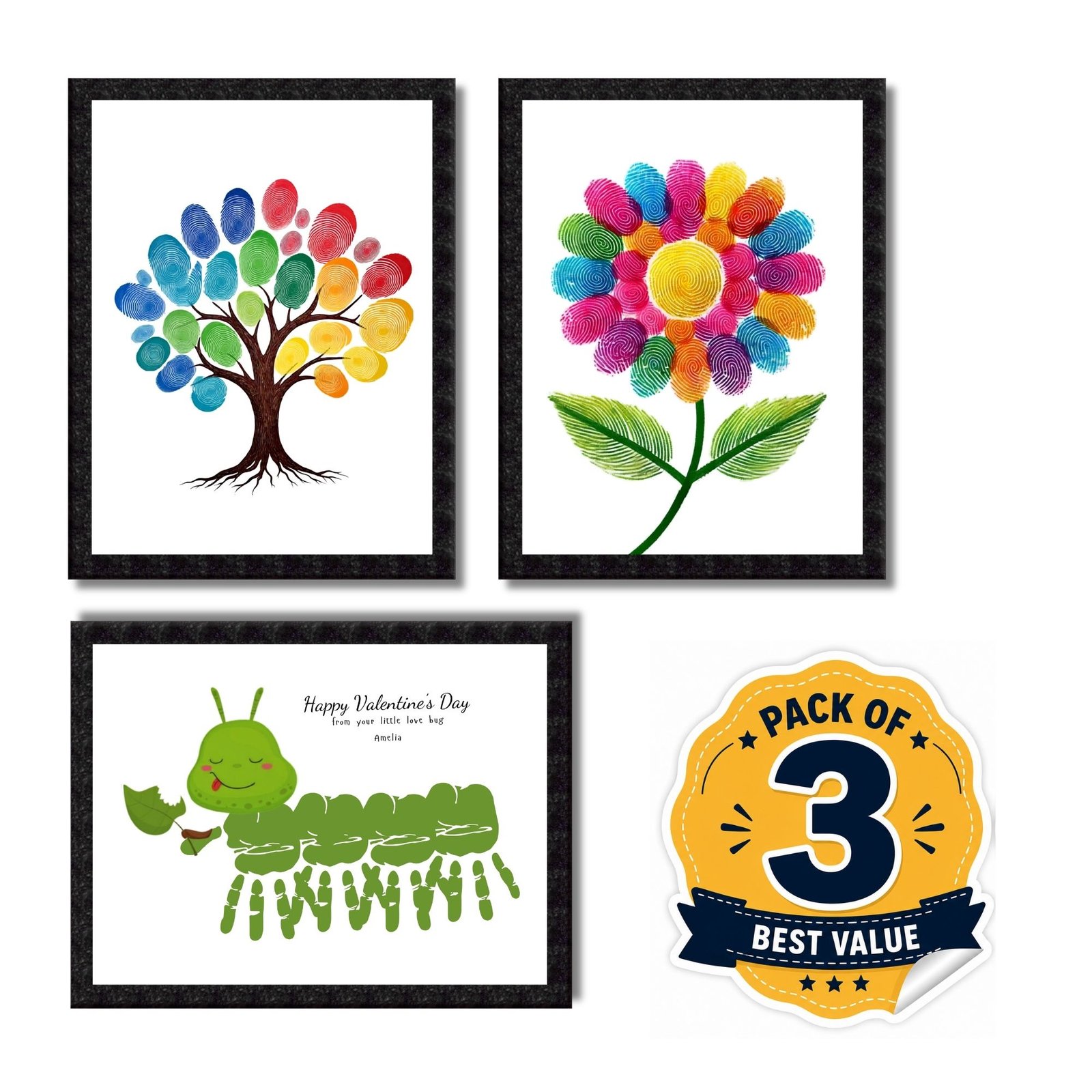 DIY Handprint Footprint Keepsake Photo Frame – Pack of 3 | Baby & Kids Gift